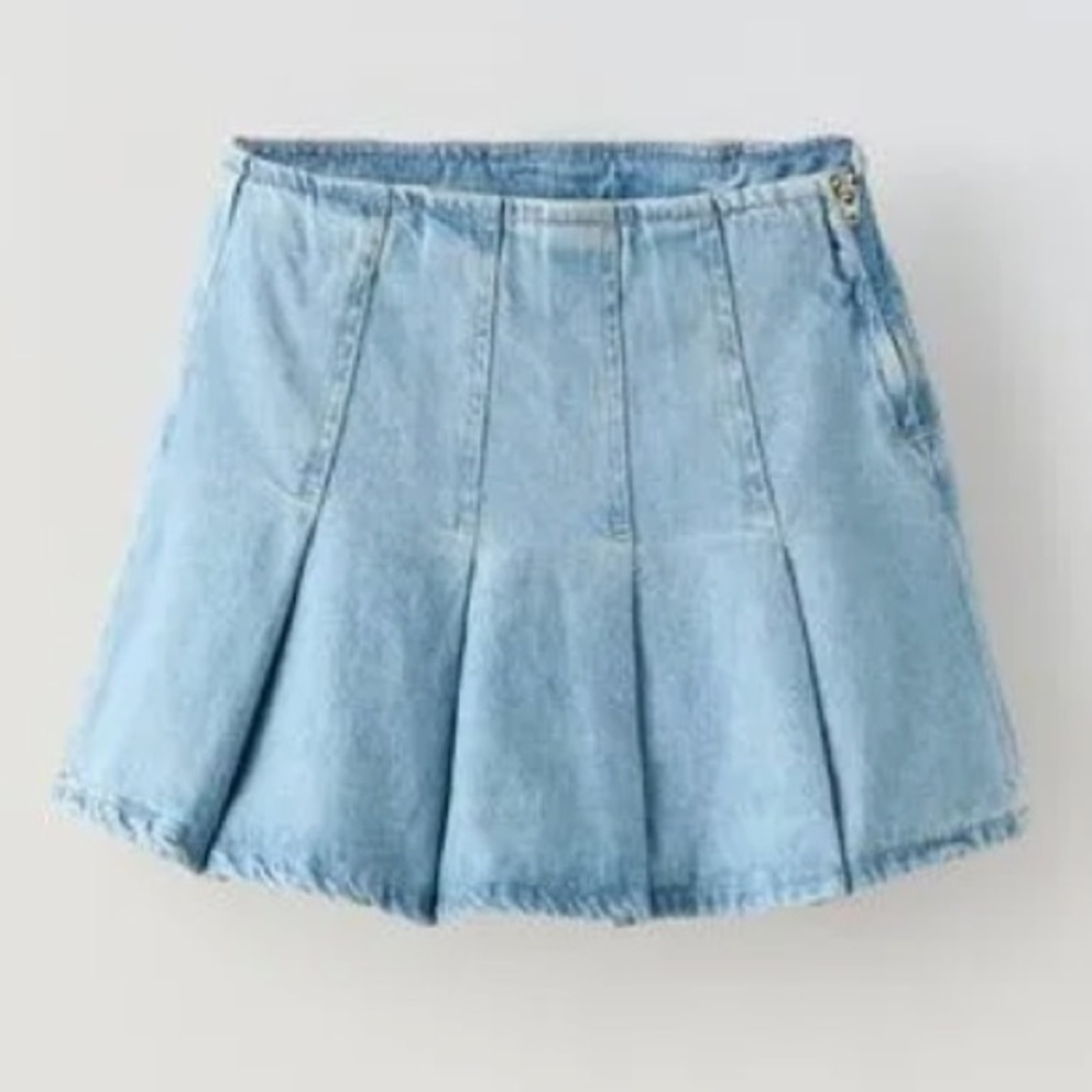 ZARA Girls Jean Pleat Skirt - Size 10
